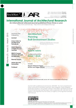 International Journal of Architectural Research