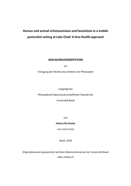 Human and Animal Schistosomiasis and Fascioliasis in a Mobile Pastoralist Setting at Lake Chad: a One Health Approach