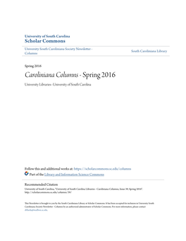 Caroliniana Columns - Spring 2016 University Libraries--University of South Carolina