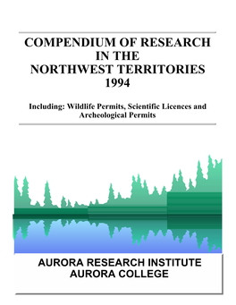 Compendium of Research in the Northwest Territories 1994