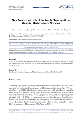 New Faunistic Records of the Family Mycetophilidae (Insecta, Diptera) from Morocco