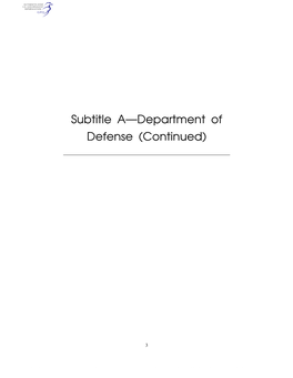 Subtitle A—Department of Defense (Continued)