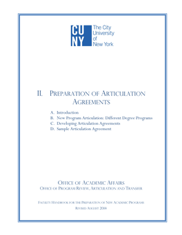 Ii. Preparation of Articulation Agreements