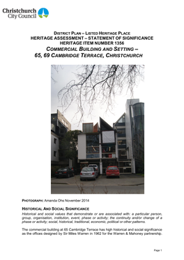 Commercial Building and Setting – 65, 69 Cambridge Terrace, Christchurch