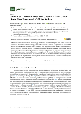 Impact of Common Mistletoe (Viscum Album L.) on Scots Pine Forests—A Call for Action