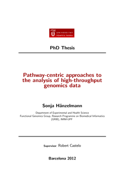 Pathway-Centric Approaches to the Analysis of High-Throughput Genomics Data