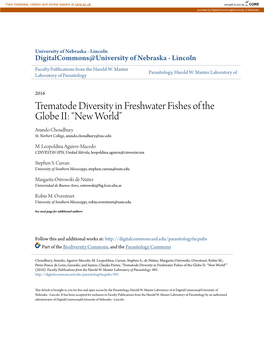 Trematode Diversity in Freshwater Fishes of the Globe II: “New World” Anindo Choudhury St