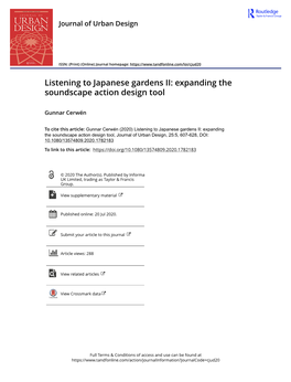 Listening to Japanese Gardens II: Expanding the Soundscape Action Design Tool