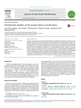 Chromosome Numbers of 50 Vascular Plants in South Korea