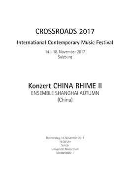 CROSSROADS 2017 Konzert CHINA RHIME II