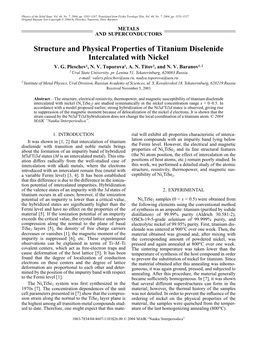 Structure and Physical Properties of Titanium Diselenide Intercalated with Nickel V