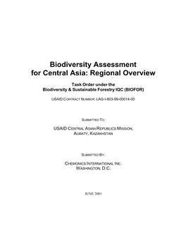 Biodiversity Assessment for Central Asia: Regional Overview