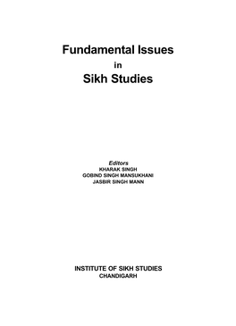 Fundamental Issues Sikh Studies