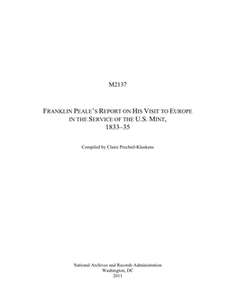 Franklin Peale's Report on His Visit To