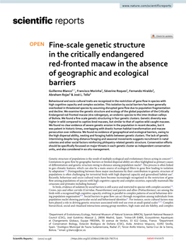 Fine-Scale Genetic Structure in the Critically Endangered Red-Fronted