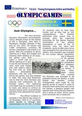 OLYMPIC GAMES STOCKHOLM May 5 - July 22, 1912