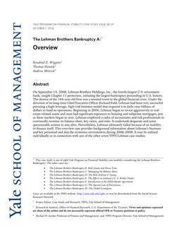Lehman Brothers Bankruptcy A: Overview