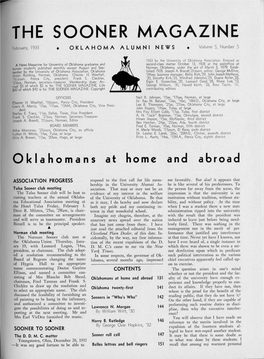 THE SOONER MAGAZINE February, 1933 OKLAHOMA ALUMNI NEWS Volume 5, Number 5