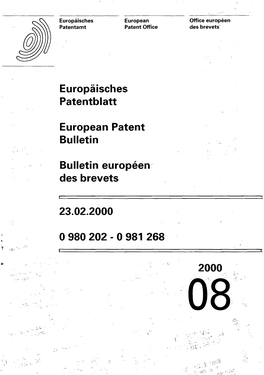 European Patent Bulletin 2000/08