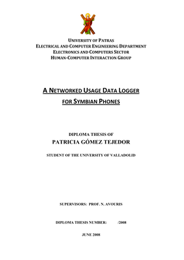 A Networked Usage Data Logger for Symbian Phones Human‐Computer Interaction Group | Panepistimio Patron