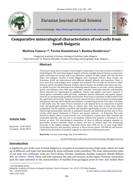 Comparative Mineralogical Characteristics of Red Soils from South Bulgaria