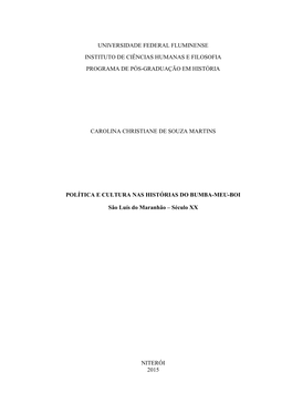 Política E Cultura Nas Histórias Do Bumba-Meu-Boi