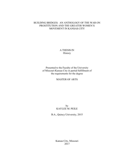 Building Bridges: an Anthology of the War on Prostitution and the Greater Women’S Movement in Kansas City