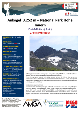 Ankogel 3.252 M – National Park Hohe Tauern Da Mallnitz - ( Aut ) 07 Settembre2014