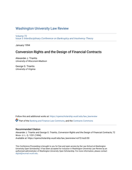 Conversion Rights and the Design of Financial Contracts