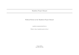 Manifesto Project Dataset Political Parties in the Manifesto Project Dataset Version 2015A