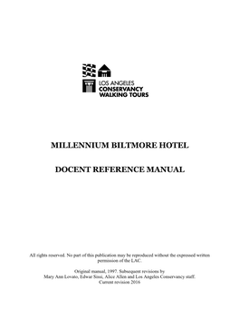 Millennium Biltmore Hotel Docent Reference Manual