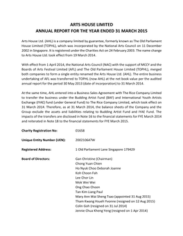 Annual Report for Financial Year Ending 2014