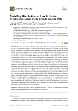 Modelling Distributions of Rove Beetles in Mountainous Areas Using Remote Sensing Data