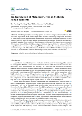 Biodegradation of Malachite Green in Milkfish Pond Sediments