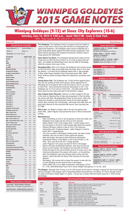 2015 Game Notes 2015 Game Notes