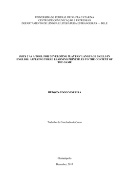 Universidade Federal De Santa Catarina Centro De Comunicação E Expressão Departamento De Língua E Literatura Estrangeiras — Dlle