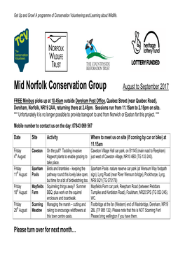 Mid Norfolk Conservation Group August to September 2017