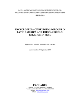 Religion in Peru, 2009
