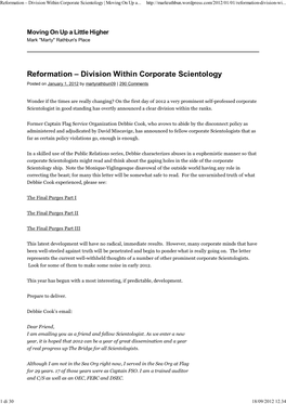 Reformation – Division Within Corporate Scientology | Moving on up A