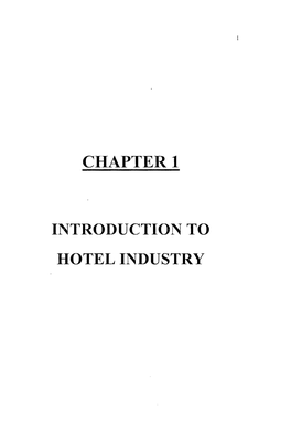 Chapter 1 Introduction to Hotel Industry