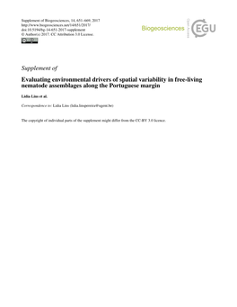 Supplement of Evaluating Environmental Drivers of Spatial Variability in Free-Living Nematode Assemblages Along the Portuguese Margin