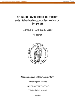 Et Studie Av Samspille Mellom Sataniske Kult