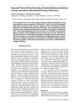 Vascular Flora of the University of Central Oklahoma Selman Living Laboratory, Woodward County, Oklahoma