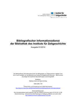 Bibliografischer Informationsdienst 01/2019