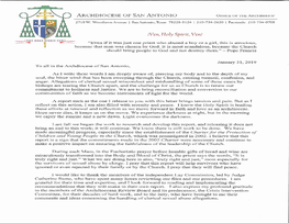 Report, the Archdiocese of San Antonio Seeks to Present a Transparent Account of Clergy Sexual Abuse of Children in Our Local Church from 1940 to the Present