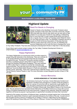 North Perthshire Locality News – Summer 2018