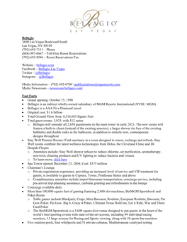 Bellagio 3600 Las Vegas Boulevard South Las Vegas, NV 89109 (702