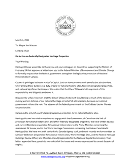 Letter to Mayor Watson