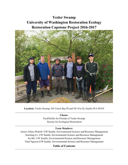 Yesler Swamp University of Washington Restoration Ecology Restoration Capstone Project 2016-2017