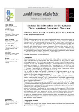 Incidence and Distribution of False Katydids (Phaneropterinae)